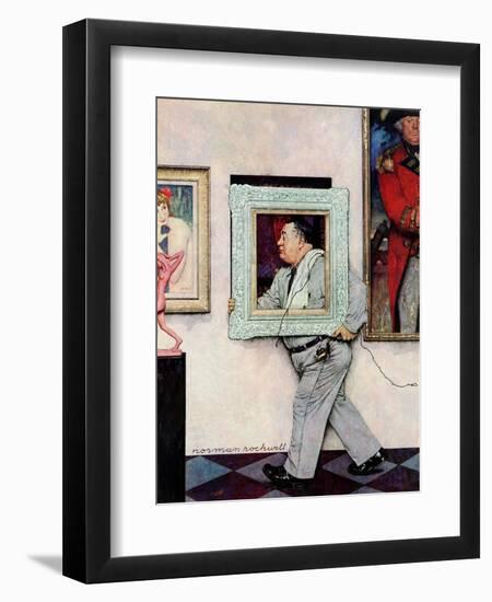 "Picture Hanger" or "Museum Worker", March 2,1946-Norman Rockwell-Framed Giclee Print