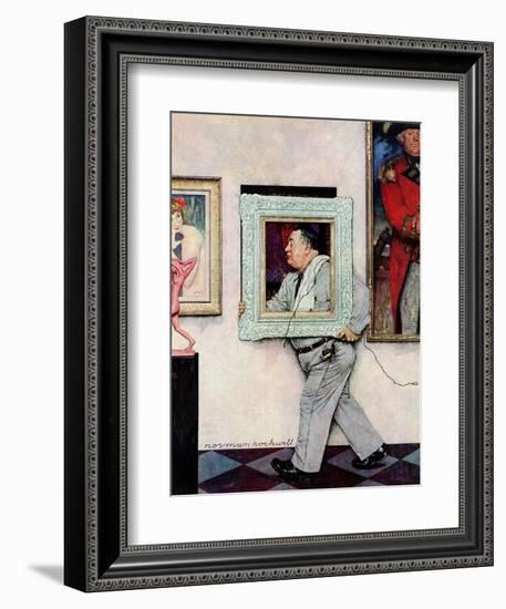 "Picture Hanger" or "Museum Worker", March 2,1946-Norman Rockwell-Framed Giclee Print