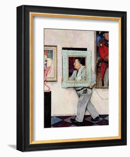 "Picture Hanger" or "Museum Worker", March 2,1946-Norman Rockwell-Framed Giclee Print