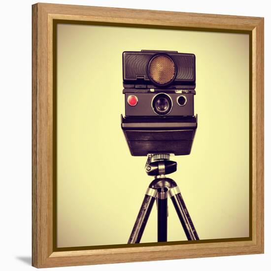 Picture of an Old Instant Camera in a Tripod with a Retro Effect-nito-Framed Premier Image Canvas