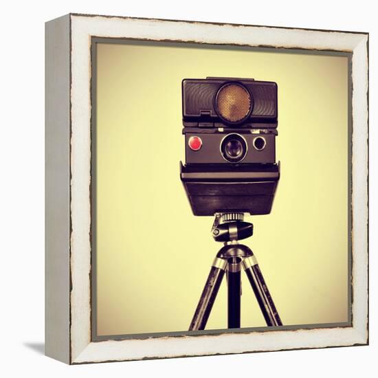 Picture of an Old Instant Camera in a Tripod with a Retro Effect-nito-Framed Premier Image Canvas