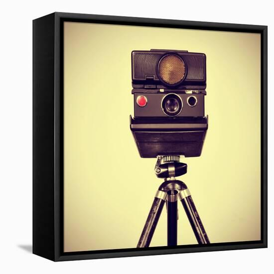 Picture of an Old Instant Camera in a Tripod with a Retro Effect-nito-Framed Premier Image Canvas