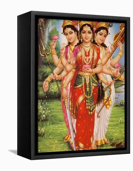 Picture of Hindu Goddesses Parvati, Lakshmi and Saraswati, India, Asia-Godong-Framed Premier Image Canvas