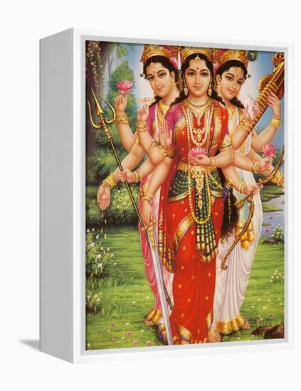 Picture of Hindu Goddesses Parvati, Lakshmi and Saraswati, India, Asia-Godong-Framed Premier Image Canvas
