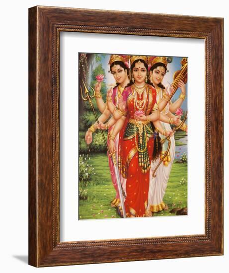 Picture of Hindu Goddesses Parvati, Lakshmi and Saraswati, India, Asia-Godong-Framed Photographic Print