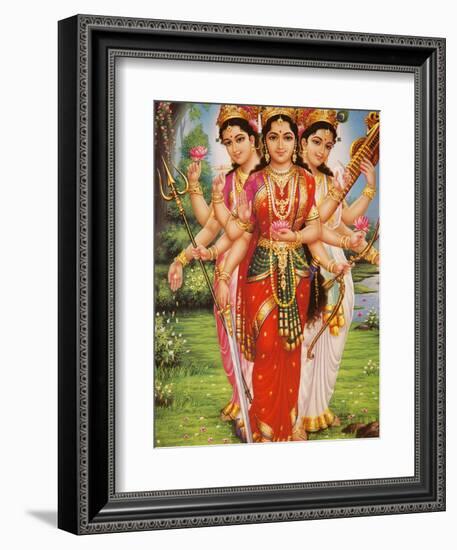 Picture of Hindu Goddesses Parvati, Lakshmi and Saraswati, India, Asia-Godong-Framed Photographic Print