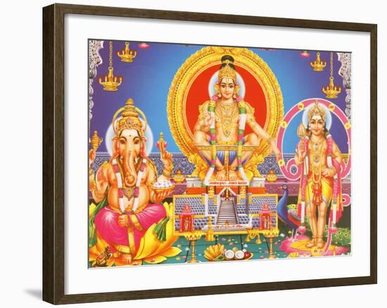 Picture of Hindu Gods Ganesh, Ayappa and Subramania, India, Asia-Godong-Framed Photographic Print