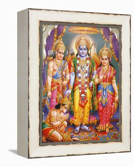 Picture of Hindu Gods Laksman, Rama, Sita and Hanuman, India, Asia-Godong-Framed Premier Image Canvas