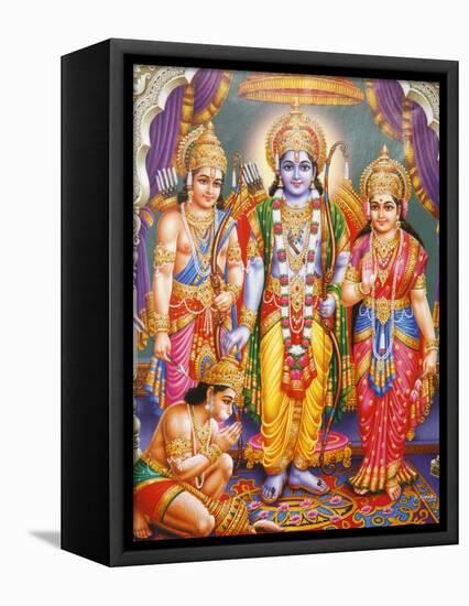 Picture of Hindu Gods Laksman, Rama, Sita and Hanuman, India, Asia-Godong-Framed Premier Image Canvas