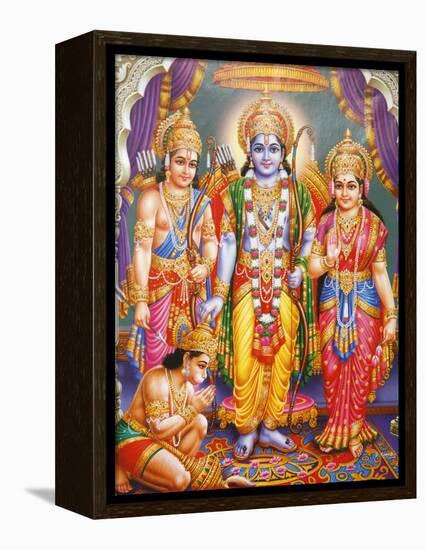 Picture of Hindu Gods Laksman, Rama, Sita and Hanuman, India, Asia-Godong-Framed Premier Image Canvas