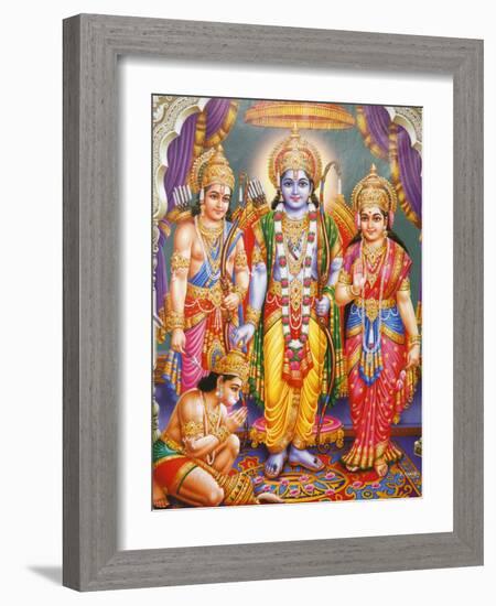 Picture of Hindu Gods Laksman, Rama, Sita and Hanuman, India, Asia-Godong-Framed Photographic Print