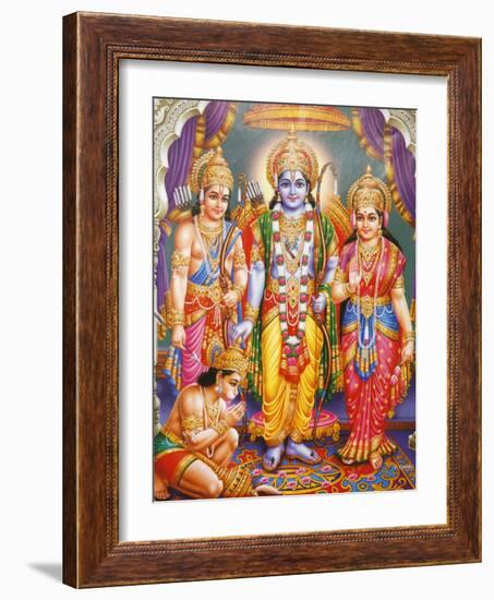 Picture of Hindu Gods Laksman, Rama, Sita and Hanuman, India, Asia-Godong-Framed Photographic Print