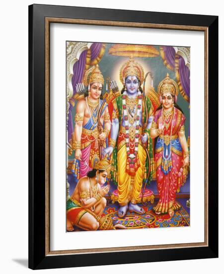 Picture of Hindu Gods Laksman, Rama, Sita and Hanuman, India, Asia-Godong-Framed Photographic Print