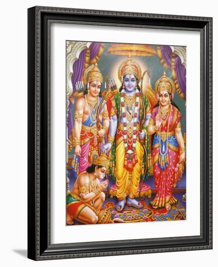 Picture of Hindu Gods Laksman, Rama, Sita and Hanuman, India, Asia-Godong-Framed Photographic Print