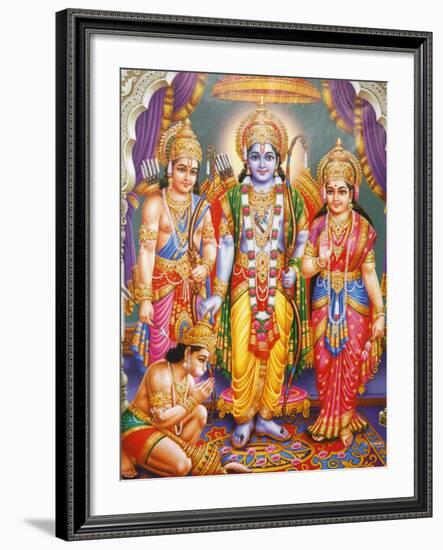 Picture of Hindu Gods Laksman, Rama, Sita and Hanuman, India, Asia-Godong-Framed Photographic Print