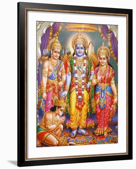 Picture of Hindu Gods Laksman, Rama, Sita and Hanuman, India, Asia-Godong-Framed Photographic Print