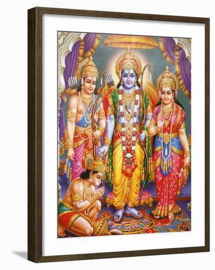 Picture of Hindu Gods Laksman, Rama, Sita and Hanuman, India, Asia-Godong-Framed Photographic Print