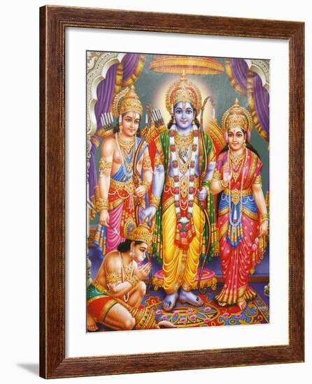 Picture of Hindu Gods Laksman, Rama, Sita and Hanuman, India, Asia-Godong-Framed Photographic Print