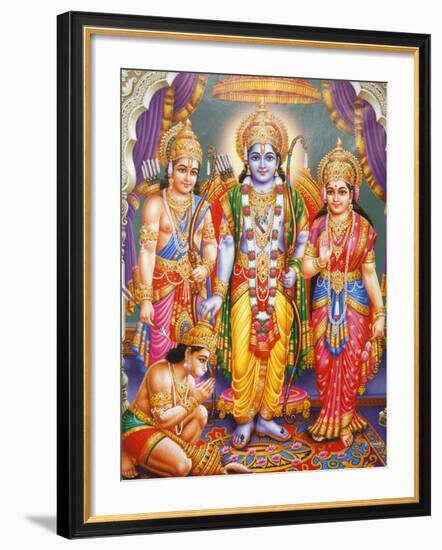 Picture of Hindu Gods Laksman, Rama, Sita and Hanuman, India, Asia-Godong-Framed Photographic Print