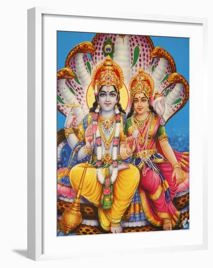 Picture of Hindu Gods Visnu and Lakshmi, India, Asia-Godong-Framed Photographic Print