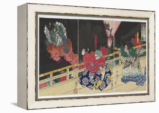 Picture of Kusunoki Tamonmaru Conquering the Old Badger, 1860 (Woodblock)-Tsukioka Yoshitoshi-Framed Premier Image Canvas