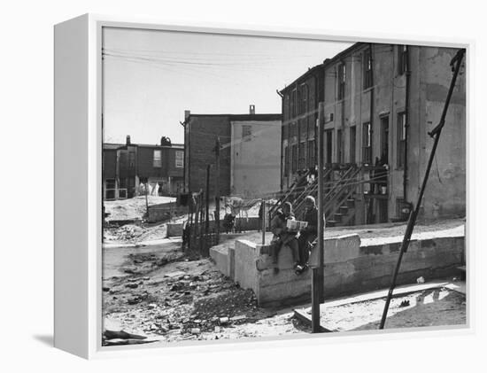 Picture of Two Boys in the Slums of Baltimore-null-Framed Premier Image Canvas