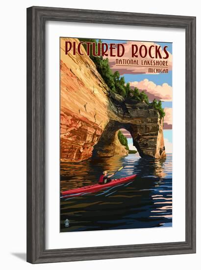 Pictured Rocks National Lakeshore, Michigan-Lantern Press-Framed Premium Giclee Print