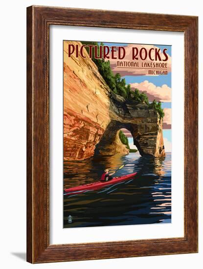 Pictured Rocks National Lakeshore, Michigan-Lantern Press-Framed Premium Giclee Print