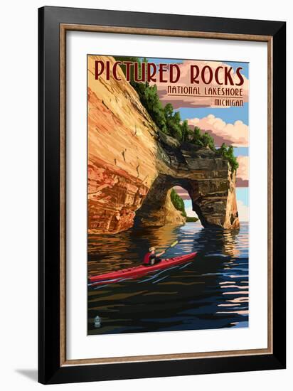 Pictured Rocks National Lakeshore, Michigan-Lantern Press-Framed Premium Giclee Print