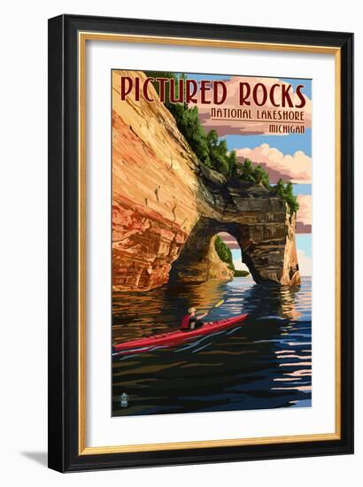 Pictured Rocks National Lakeshore, Michigan-Lantern Press-Framed Premium Giclee Print