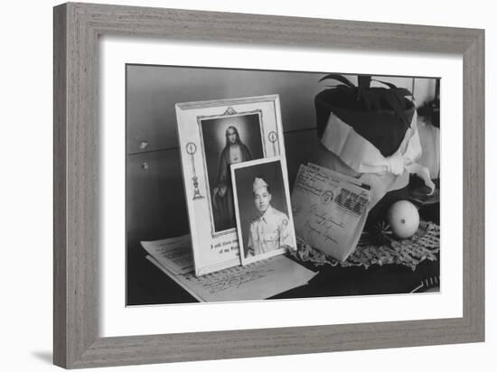 Pictures and Mementoes on Phonograph Top: Yonemitsu Home-Ansel Adams-Framed Art Print