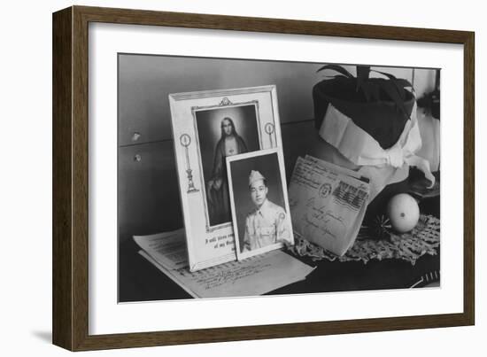 Pictures and Mementoes on Phonograph Top: Yonemitsu Home-Ansel Adams-Framed Art Print