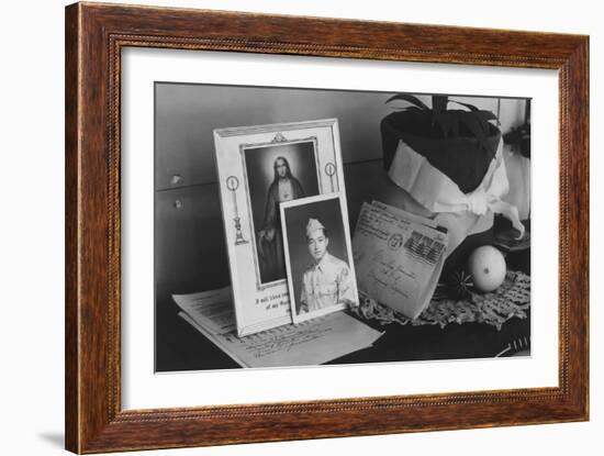 Pictures and Mementoes on Phonograph Top: Yonemitsu Home-Ansel Adams-Framed Art Print