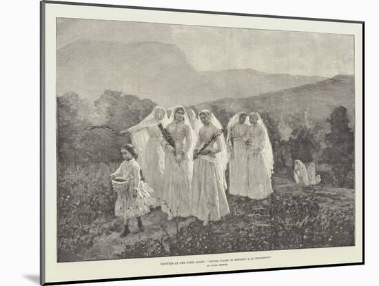 Pictures at the Paris Salon, Jeunes Filles Se Rendant a La Procession-Jules Breton-Mounted Giclee Print