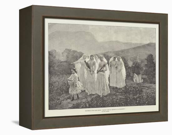 Pictures at the Paris Salon, Jeunes Filles Se Rendant a La Procession-Jules Breton-Framed Premier Image Canvas