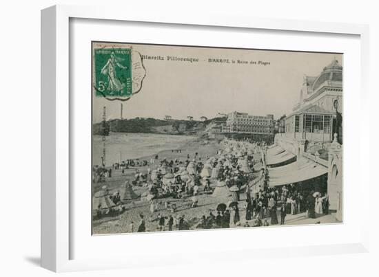 Picturesque Biarritz - Biarritz, Queen of Beaches. Postcard Sent in 1913-French Photographer-Framed Giclee Print