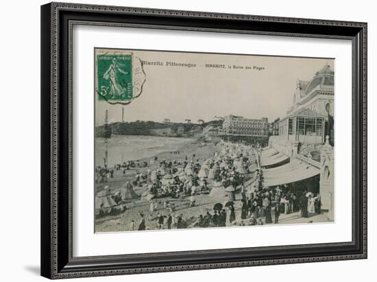 Picturesque Biarritz - Biarritz, Queen of Beaches. Postcard Sent in 1913-French Photographer-Framed Giclee Print