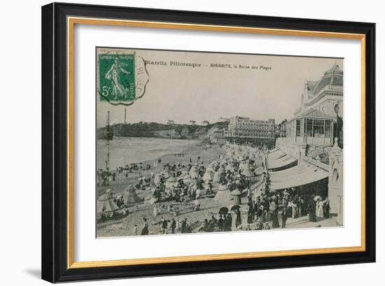 Picturesque Biarritz - Biarritz, Queen of Beaches. Postcard Sent in 1913-French Photographer-Framed Giclee Print