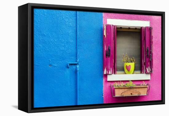 Picturesque Colourful Detail of a Painted House in Burano, Veneto, Italy-Stefano Politi Markovina-Framed Premier Image Canvas