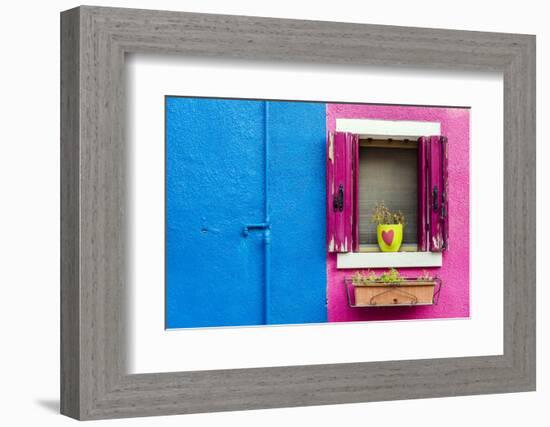 Picturesque Colourful Detail of a Painted House in Burano, Veneto, Italy-Stefano Politi Markovina-Framed Photographic Print