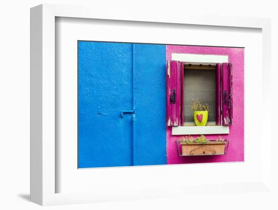 Picturesque Colourful Detail of a Painted House in Burano, Veneto, Italy-Stefano Politi Markovina-Framed Photographic Print