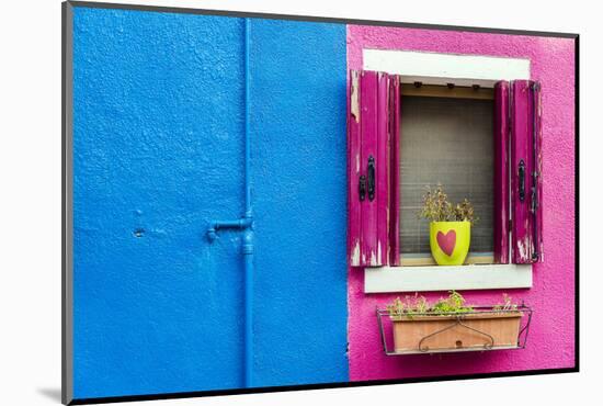 Picturesque Colourful Detail of a Painted House in Burano, Veneto, Italy-Stefano Politi Markovina-Mounted Photographic Print