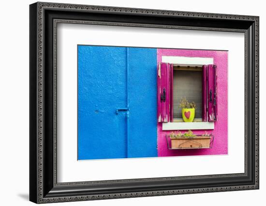 Picturesque Colourful Detail of a Painted House in Burano, Veneto, Italy-Stefano Politi Markovina-Framed Photographic Print