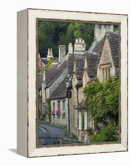 Picturesque Cottages in the Beautiful Cotswolds Village of Castle Combe, Wiltshire, England-Adam Burton-Framed Premier Image Canvas