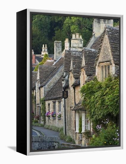 Picturesque Cottages in the Beautiful Cotswolds Village of Castle Combe, Wiltshire, England-Adam Burton-Framed Premier Image Canvas