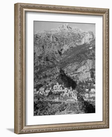 Picturesque Fishing Town on Side of Mountain on the Sorrento Peninsula, South of Amalfi-Alfred Eisenstaedt-Framed Photographic Print