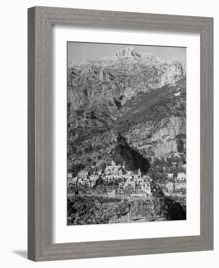 Picturesque Fishing Town on Side of Mountain on the Sorrento Peninsula, South of Amalfi-Alfred Eisenstaedt-Framed Photographic Print