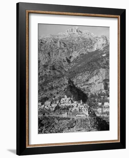 Picturesque Fishing Town on Side of Mountain on the Sorrento Peninsula, South of Amalfi-Alfred Eisenstaedt-Framed Photographic Print