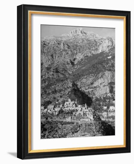 Picturesque Fishing Town on Side of Mountain on the Sorrento Peninsula, South of Amalfi-Alfred Eisenstaedt-Framed Photographic Print