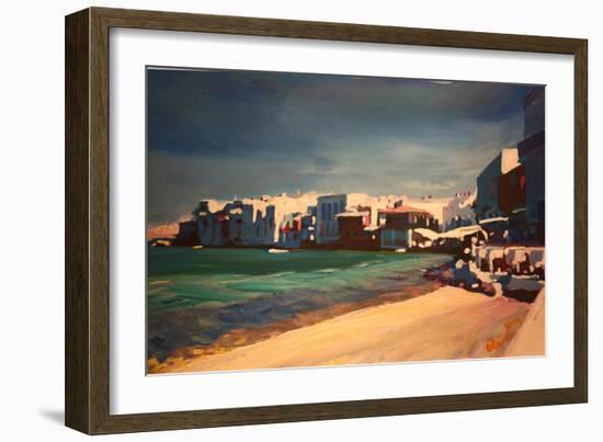 Picturesque Little Venice In Mykonos Greece-Markus Bleichner-Framed Art Print